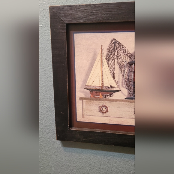 Framed Nautical Art Print Sailboat - Picture 2 of 16